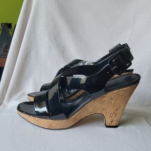 Franco Sarto L-Talk Patent Leather Heel Sandal